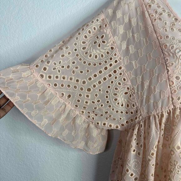 Akemi + Kin Dress Women's Size 0 Pink Eyelet Crochet Boho Whimsical Babydoll - Picture 5 of 9